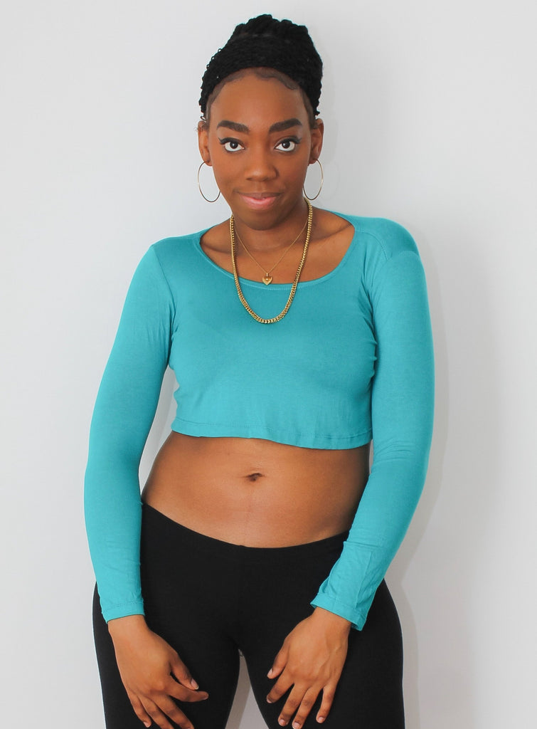 Loose Boxy Turquoise Long Sleeve Crop Top / Made in USA – Lyla's Crop Tops