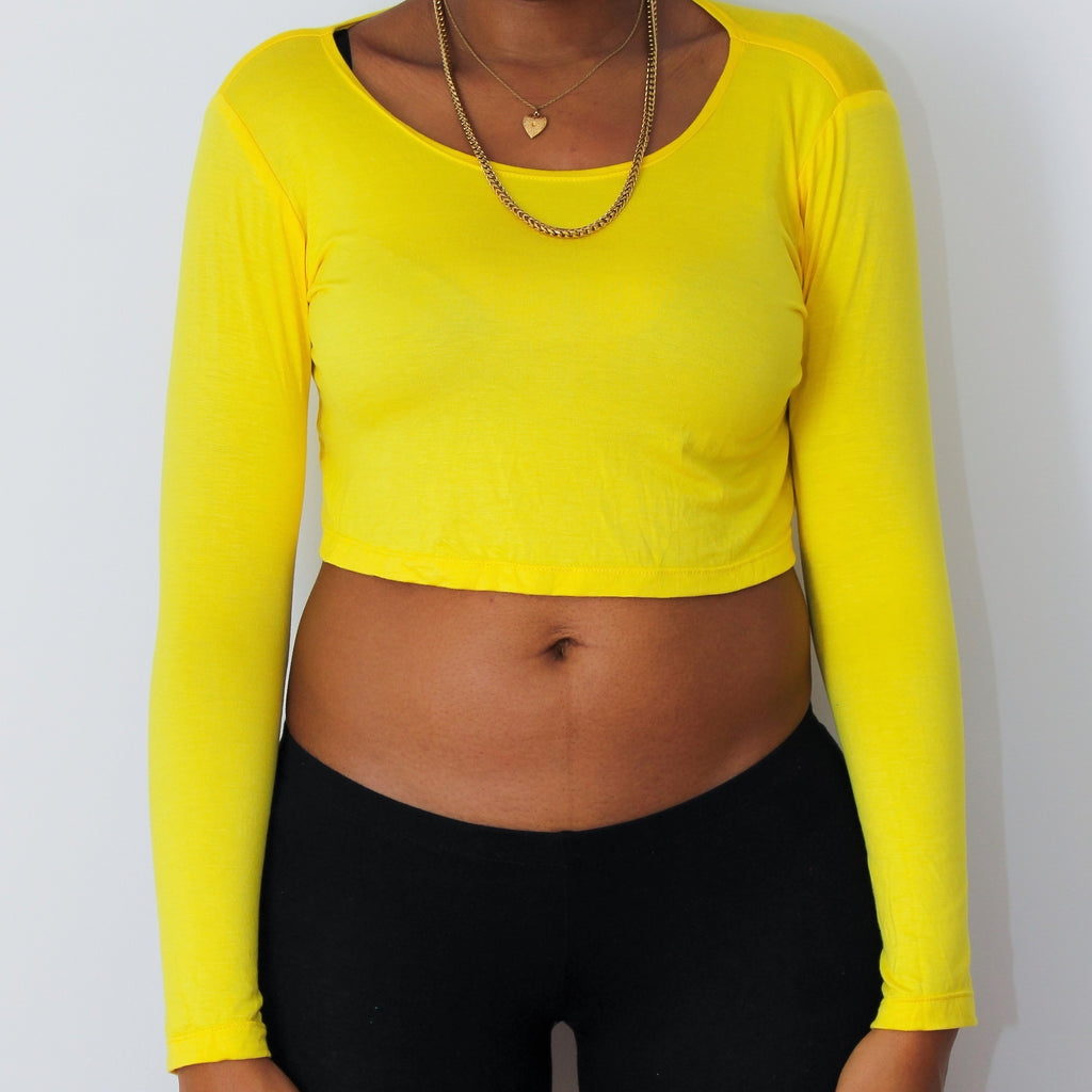 Meningsfuld Mount Bank Identificere Loose Boxy Yellow Long Sleeve Crop Top / Made in USA – Lyla's Crop Tops