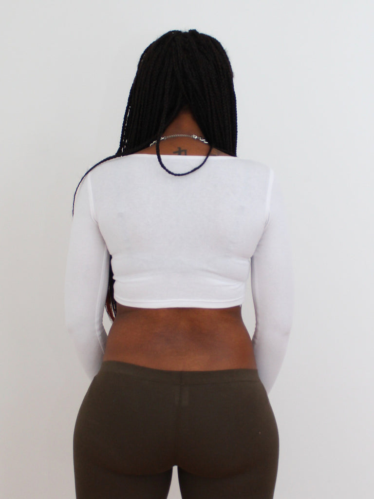 White 3/4 Sleeve Crop Top Form Fitting Lyla's Crop Tops for Women Half Sleeve  Long Sleeve Cropped Top Belly Shirt Belly Top 