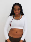 White Long Sleeve Form-Fitting Crop Top / Made in USA