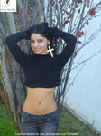 Not So Choker Neck Black Long Sleeve Crop Top Sweater / Made in USA