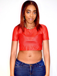 Loose Boxy Red Crop Top Jersey / Made in USA