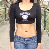 Rockies Girl Black Form-Fitting Long Sleeve Crop Top / Made in USA