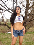 Rockies Girl White and Black Short Sleeve Crop Top / Made in USA
