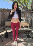 Ultra Low Rise / Super Low Rise Maroon Leggings / Made in USA