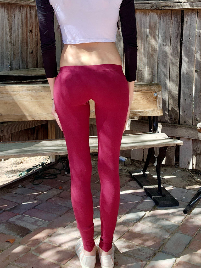 Ultra Low Rise / Super Low Rise Maroon Leggings / Made in USA – Lyla's Crop  Tops