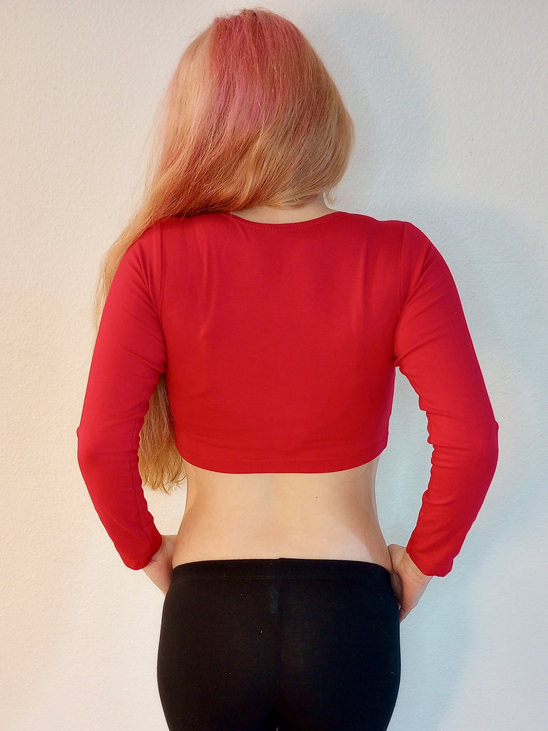 Gold Blooded 49ers Red Form Fitting Long Sleeve Crop Top/ Made in