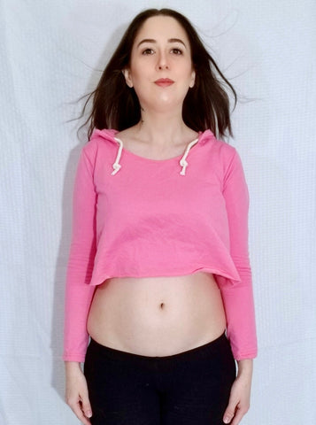Loose Boxy Pink Long Sleeve Cropped Hoodie / Crop Top – Lyla's