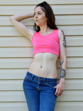 Neon Pink Form-Fitting Crop Top / Cropped Tank Top / Made in USA