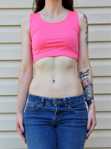 Neon Pink Form-Fitting Crop Top / Cropped Tank Top / Made in USA – Lyla's Crop  Tops
