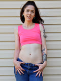 Neon Pink Form-Fitting Crop Top / Cropped Tank Top / Made in USA