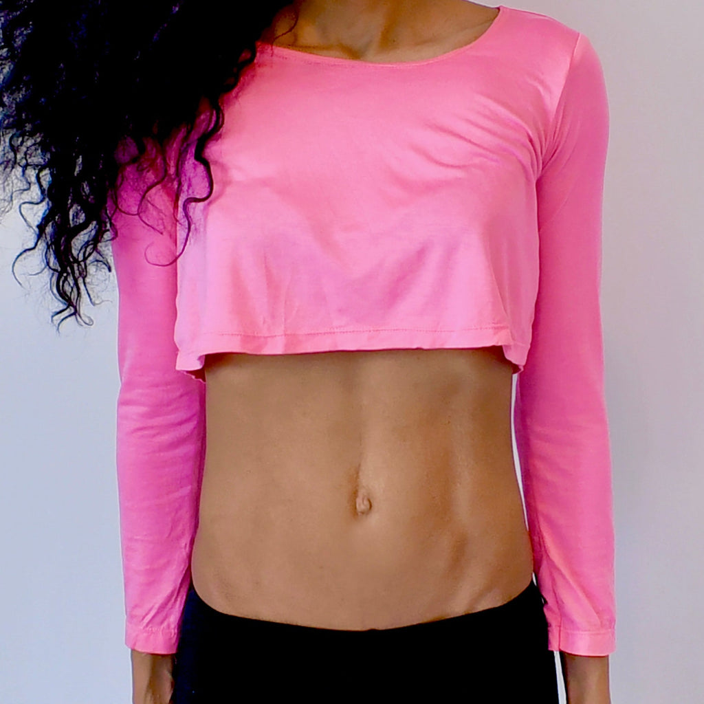 Loose Boxy Pink Long Sleeve Crop Top / Made in USA – Lyla's Crop Tops