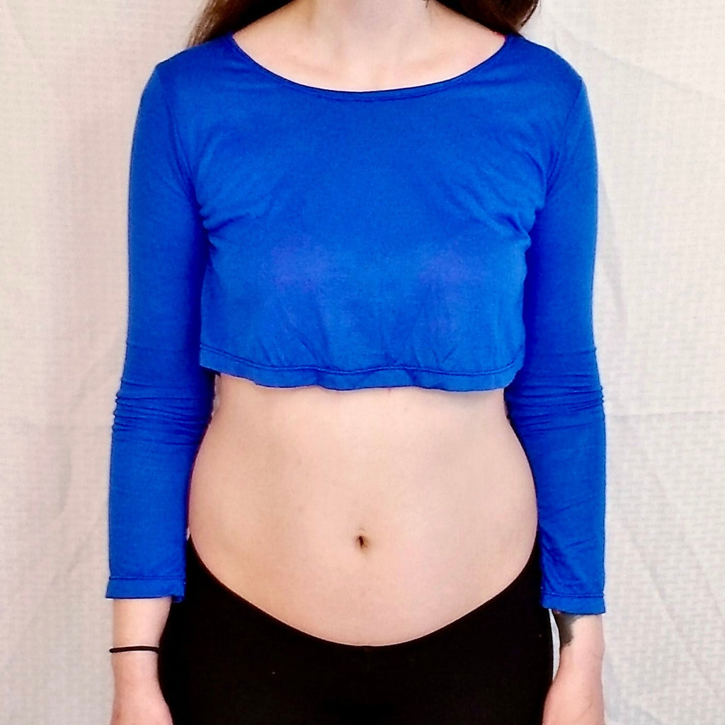 Loose Boxy Blue Long Sleeve Crop Top / Made in USA – Lyla's Crop Tops