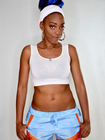 Metallic Blue Form-Fitting Crop Top / Cropped Tank Top / Made in