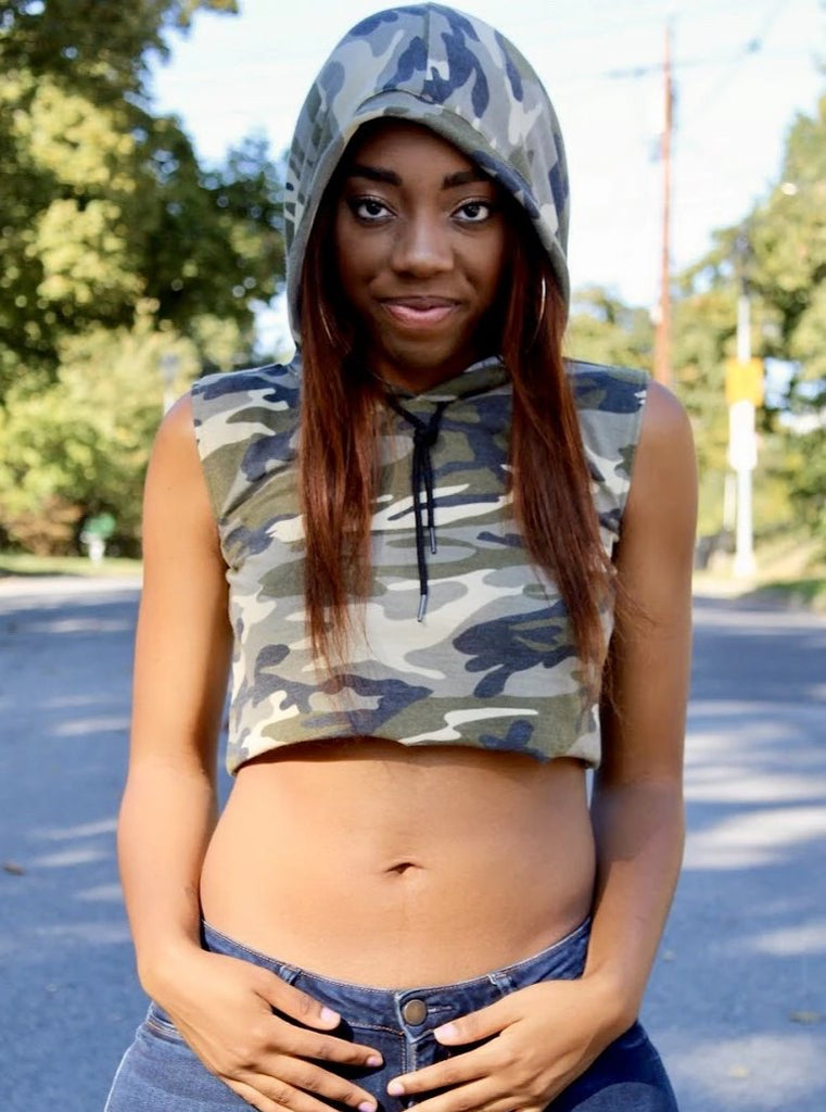 Loose Boxy Camouflage Army Green Cropped Hoodie / Crop Tank Top / Made –  Lyla's Crop Tops