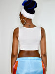 White Form-Fitting Crop Tank Top / Made in USA