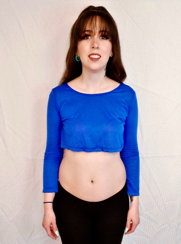 Loose Boxy Blue Long Sleeve Crop Top / Made in USA – Lyla's Crop Tops
