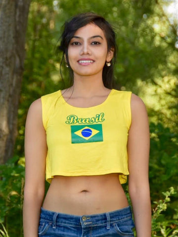 Brasil (Brazil) Yellow Crop Top / Cropped Tank Top
