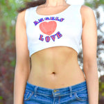 Angels Love White Form-Fitting Crop Top / Cropped Tank Top